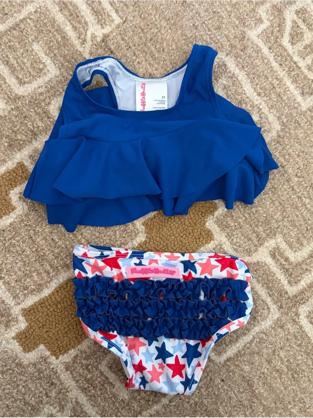 Ruffle Butts Royal Blue Ruffle Tankini with Red, White & Navy Star Briefs